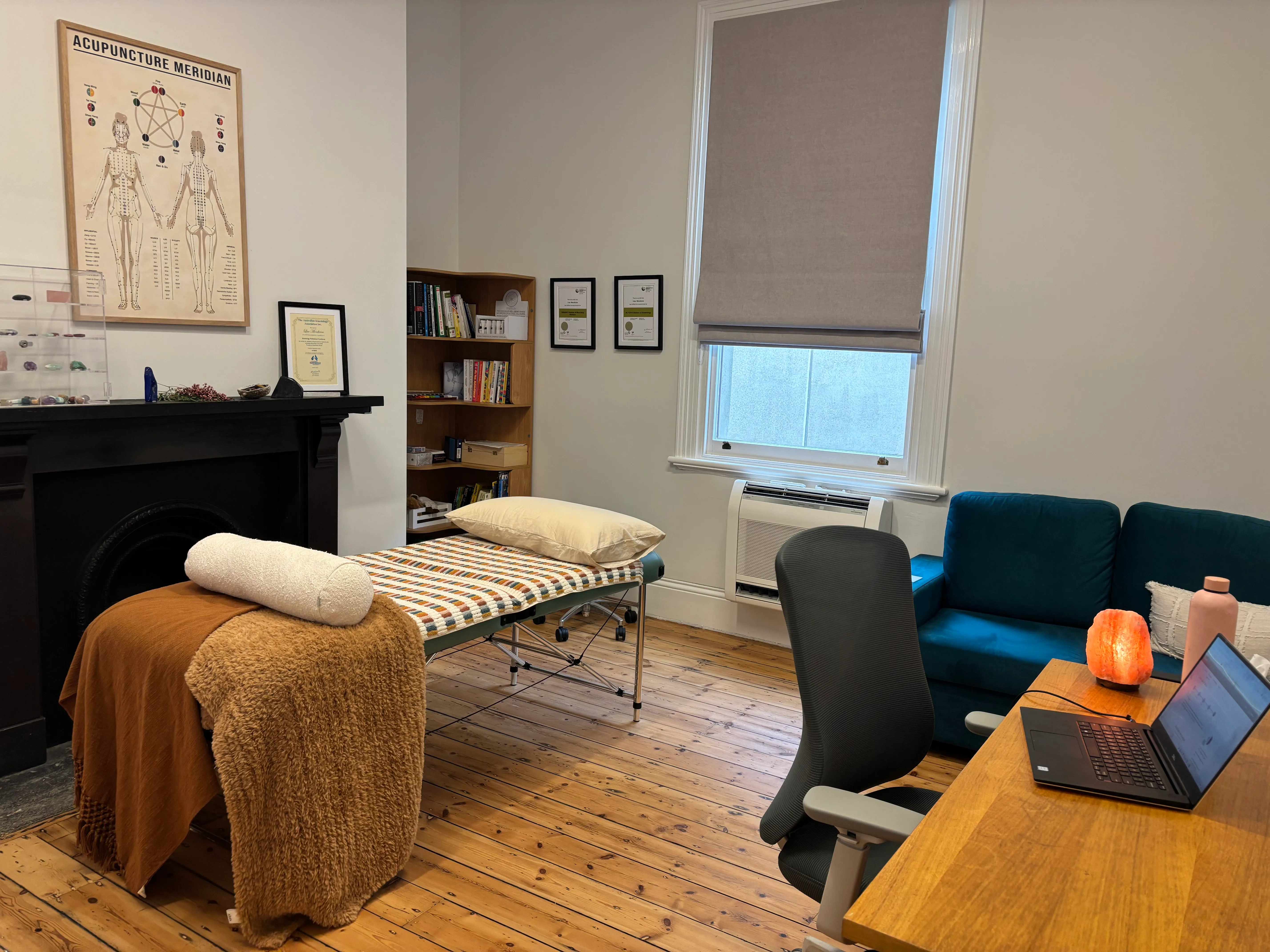 Saoura clinic room — soft natural light, treatment space at the St Kilda practice